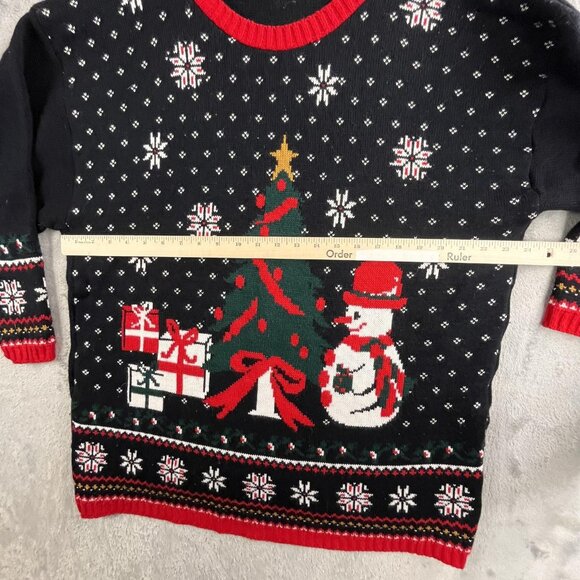 Vintage Ugly Christmas Sweater Women's XL Black Snowflake Snowman USA Made Y2K - Picture 5 of 10